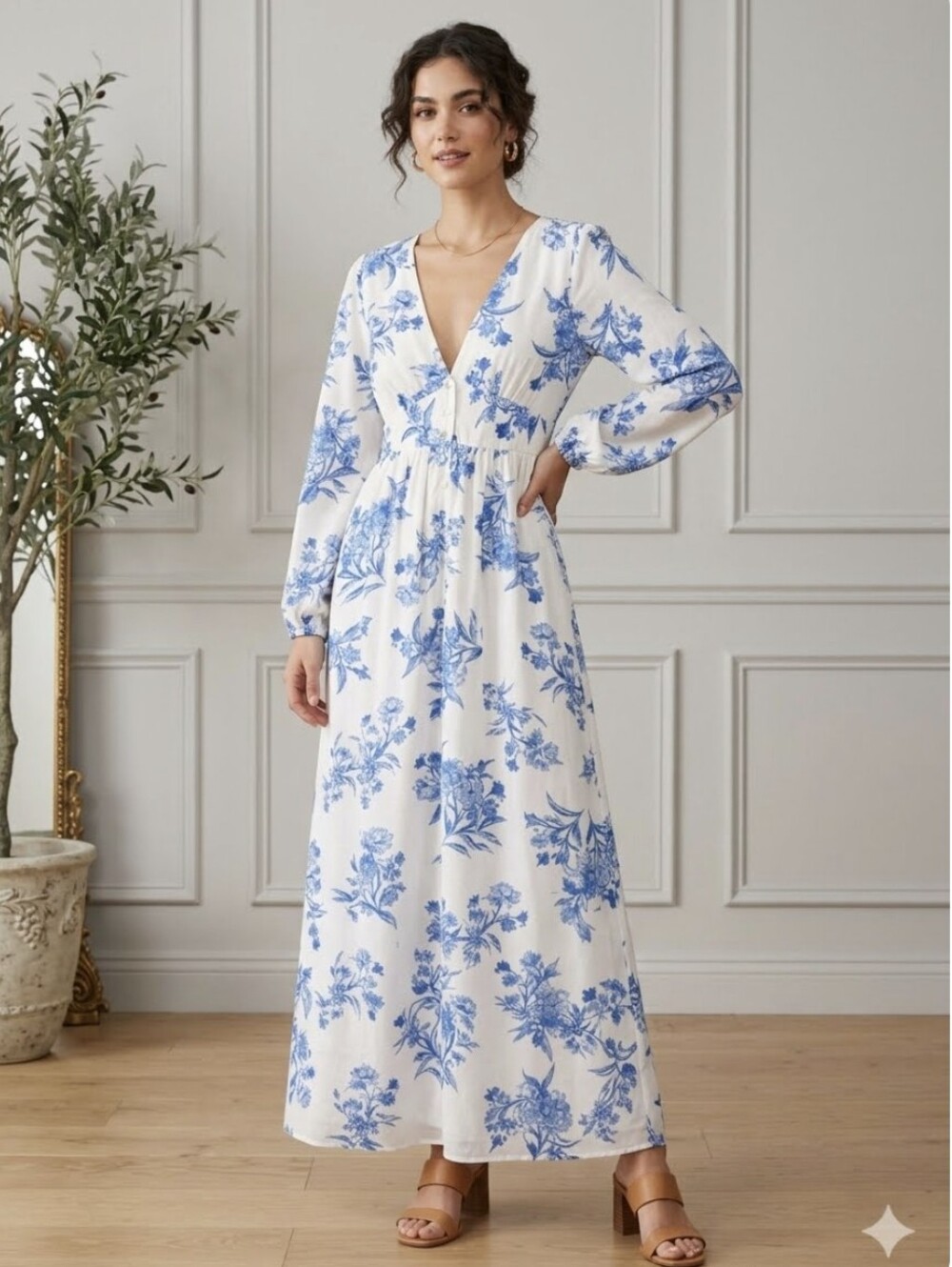 Blue Floral Maxi Dress